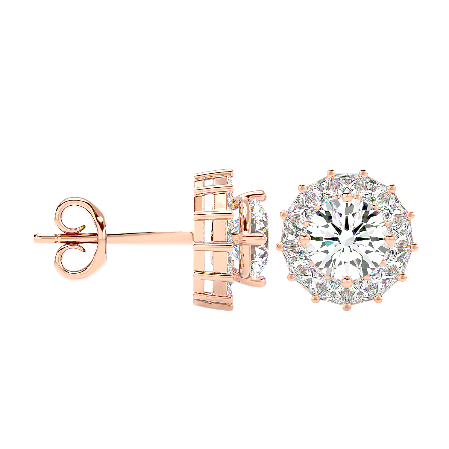 Diamond Sunburst Stud Earrings