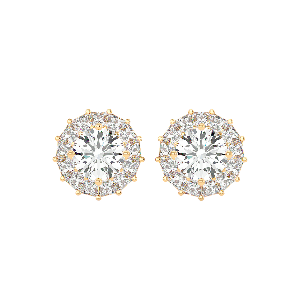Diamond Sunburst Stud Earrings