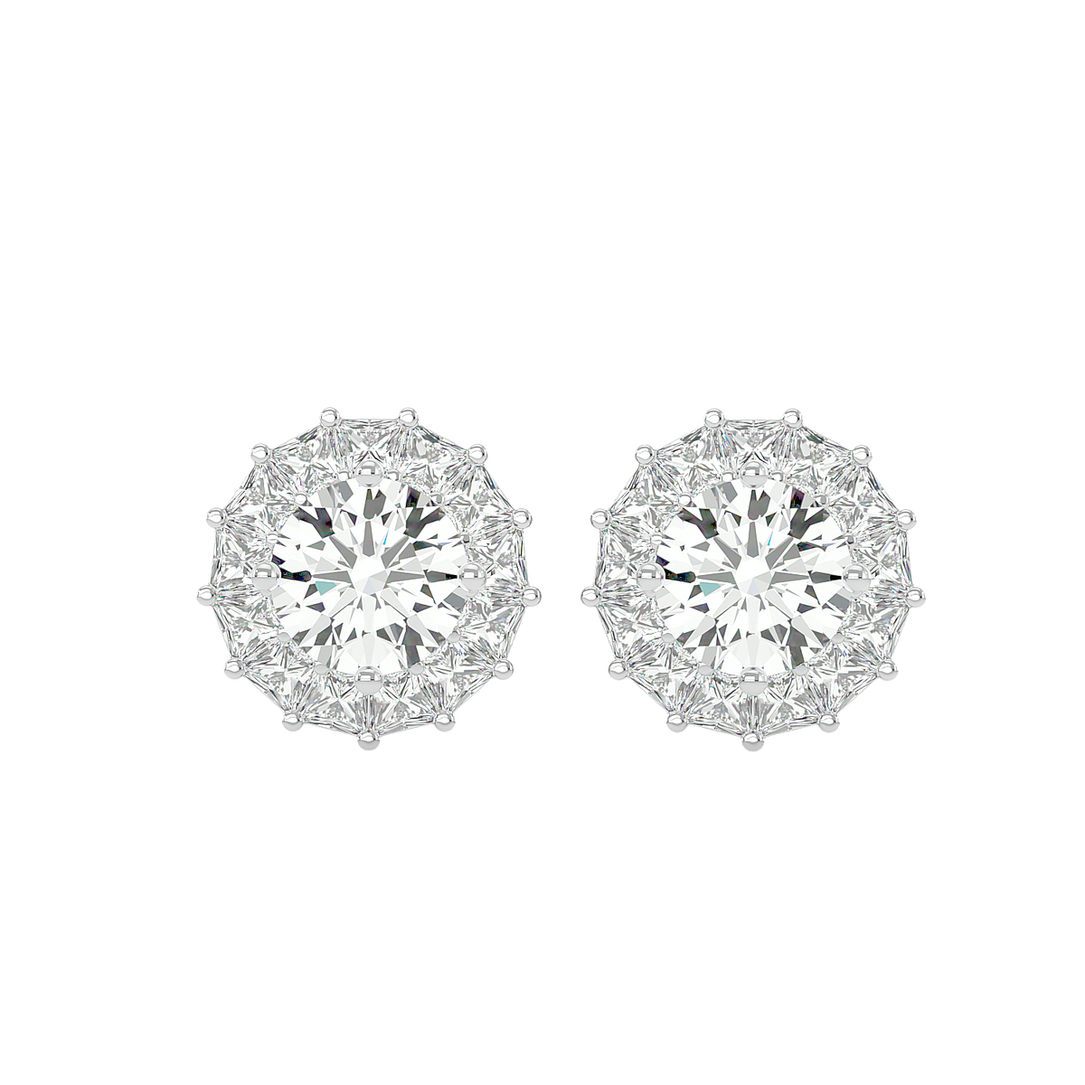 Diamond Sunburst Stud Earrings