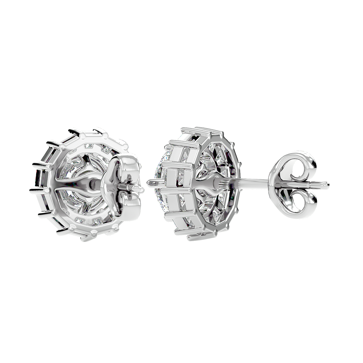 Diamond Sunburst Stud Earrings