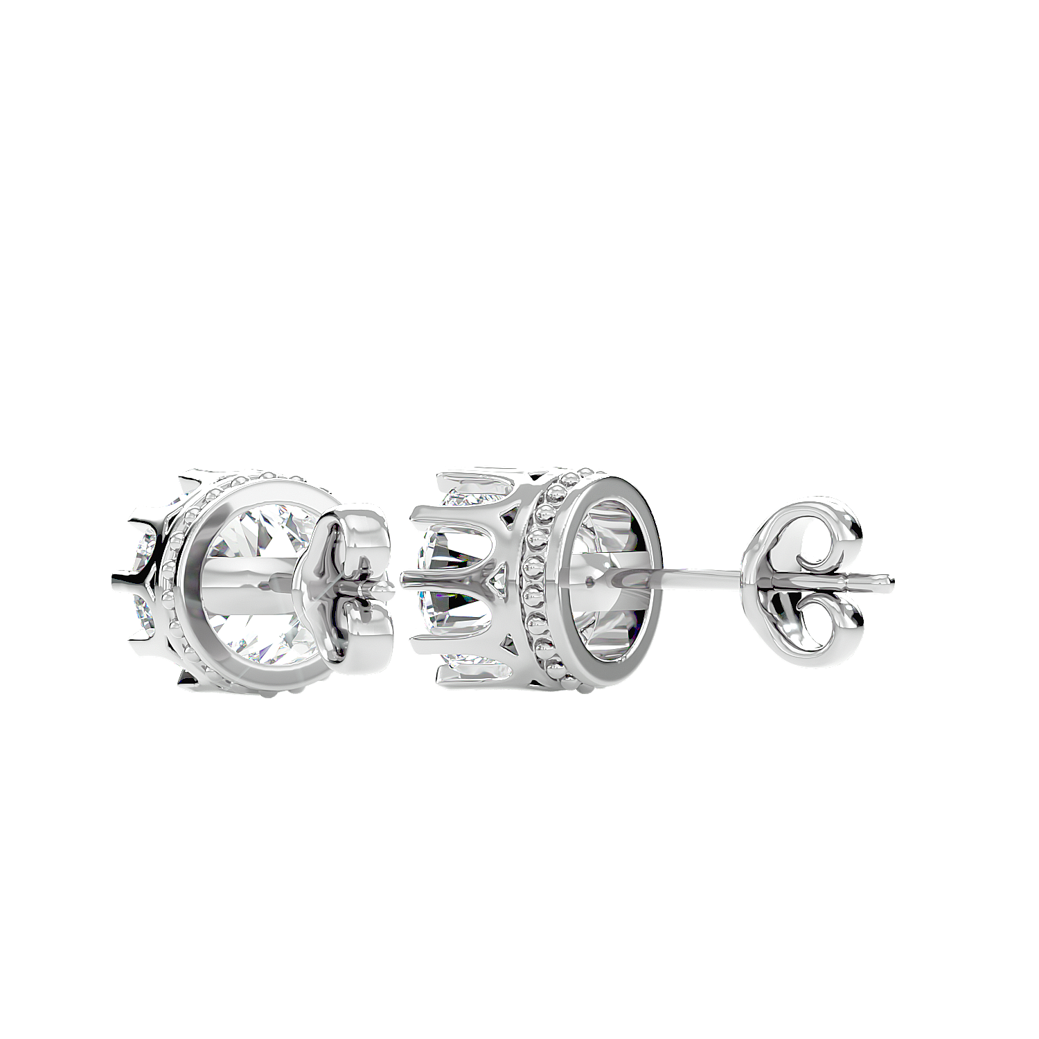Crown Setting Stud Earrings
