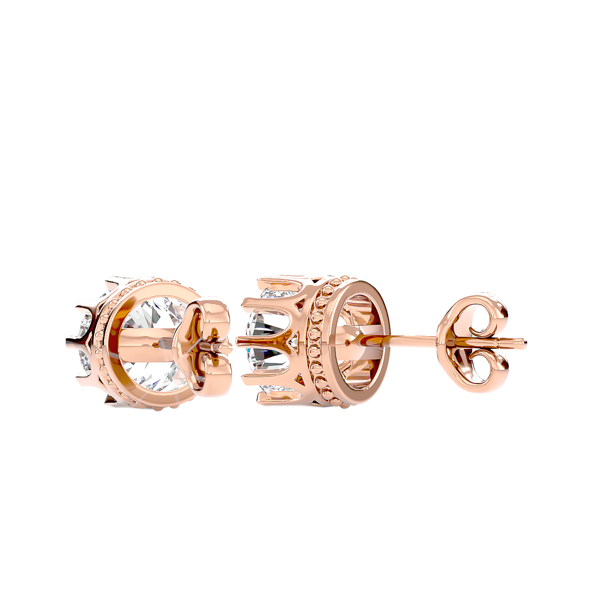 Crown Setting Stud Earrings