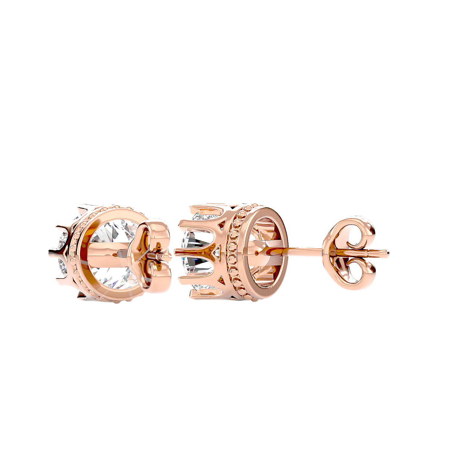 Crown Setting Stud Earrings
