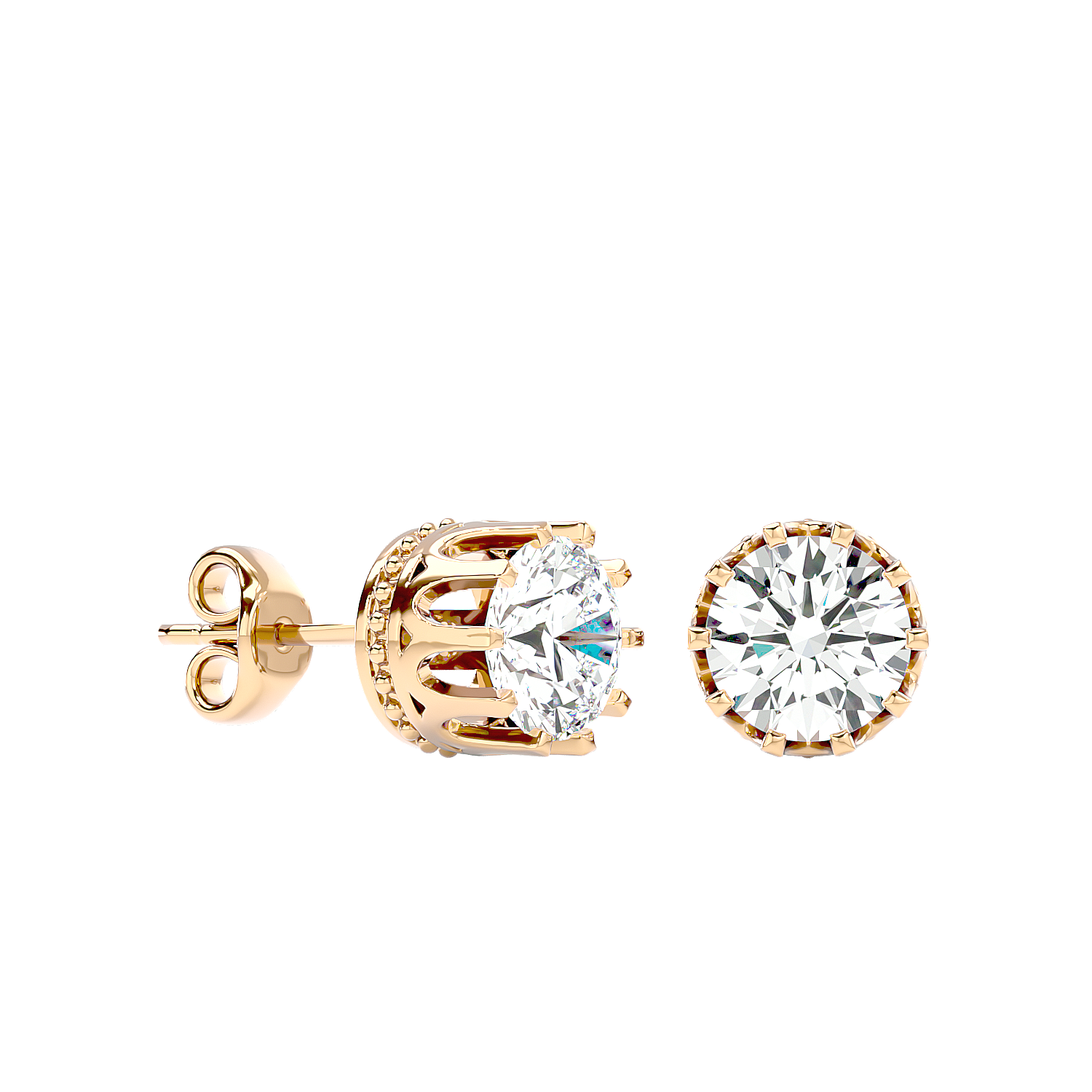 Crown Setting Stud Earrings