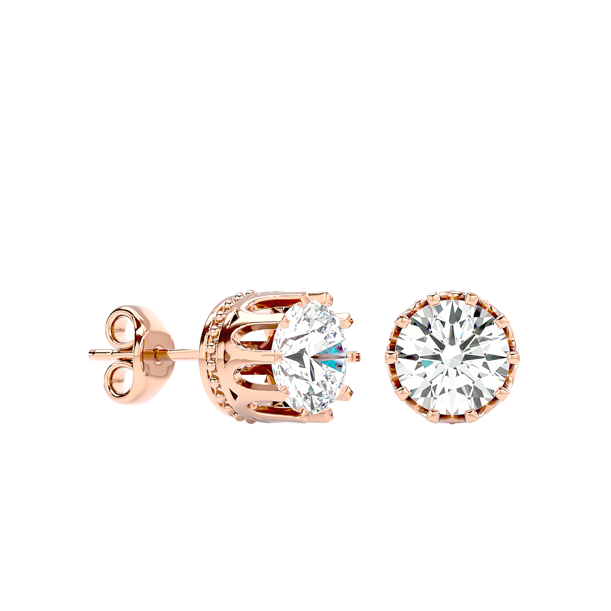 Crown Setting Stud Earrings
