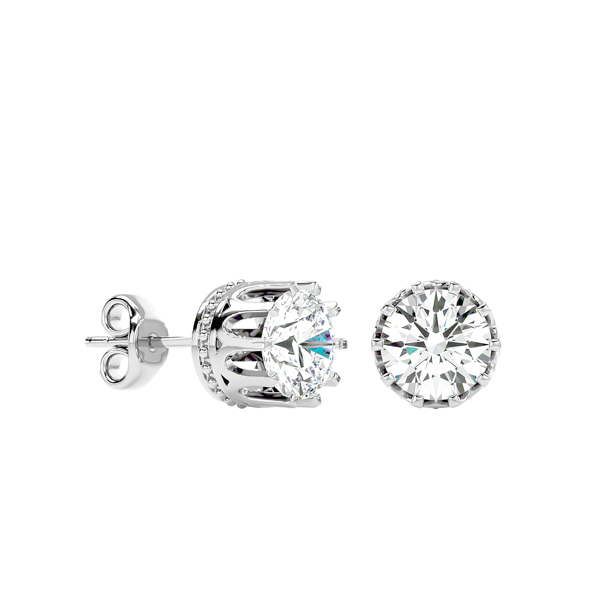 Crown Setting Stud Earrings