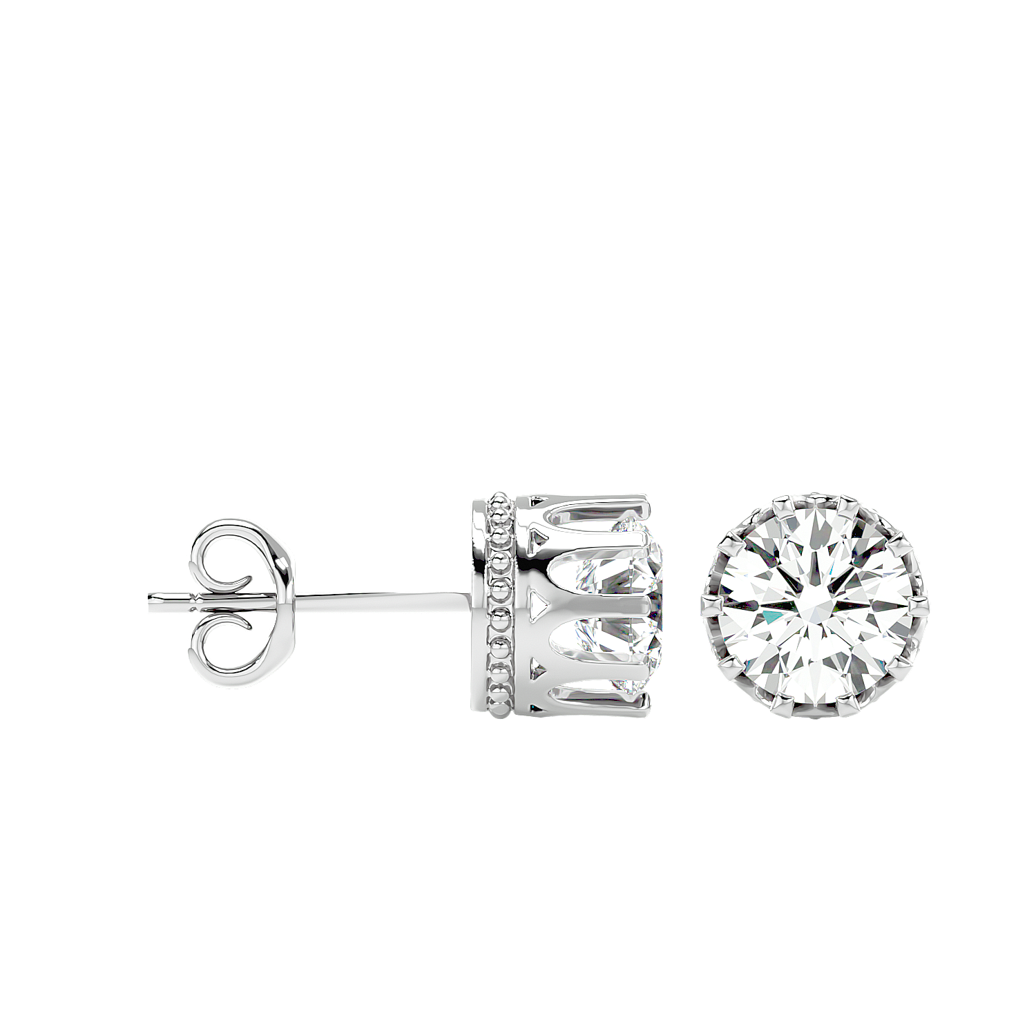 Crown Setting Stud Earrings