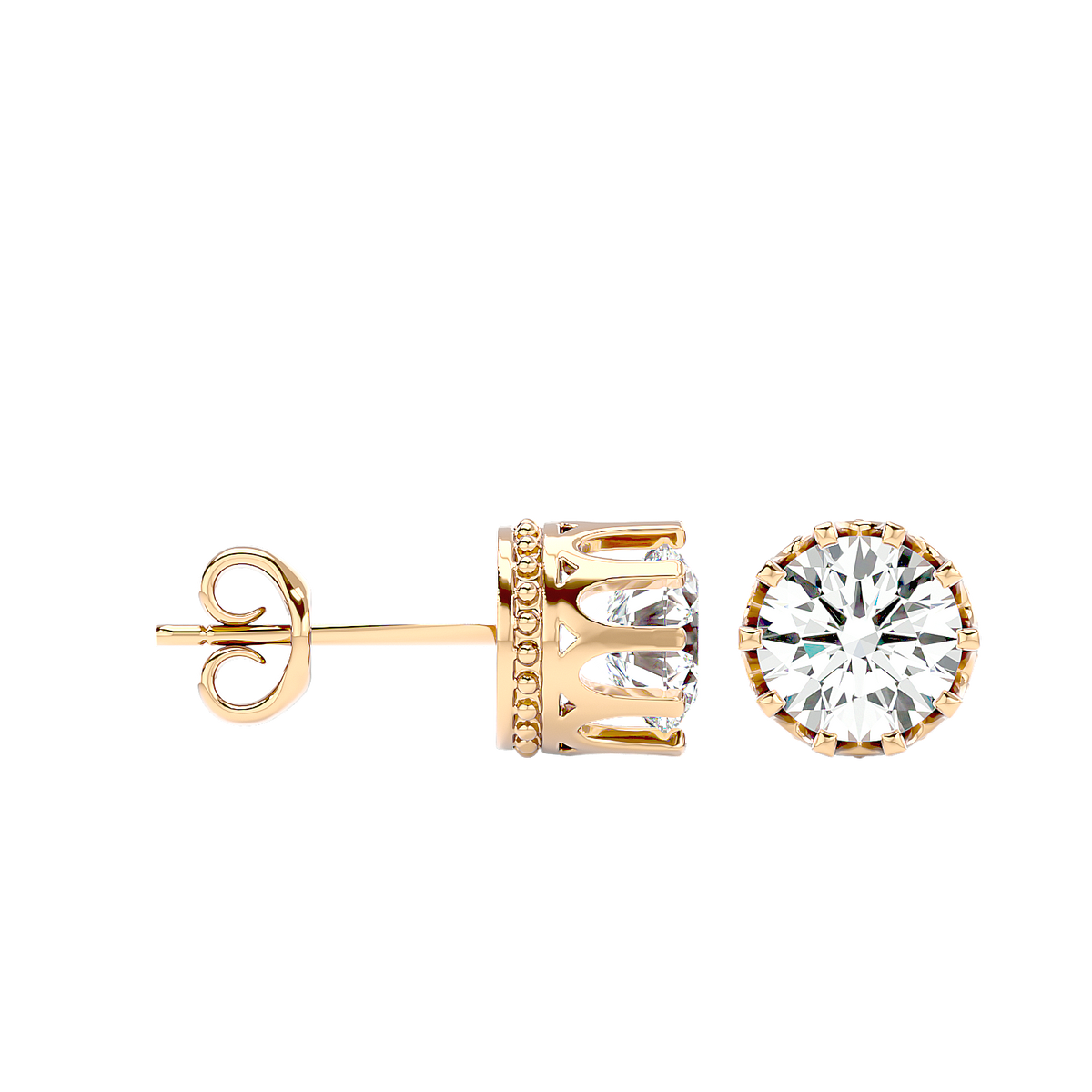 Crown Setting Stud Earrings