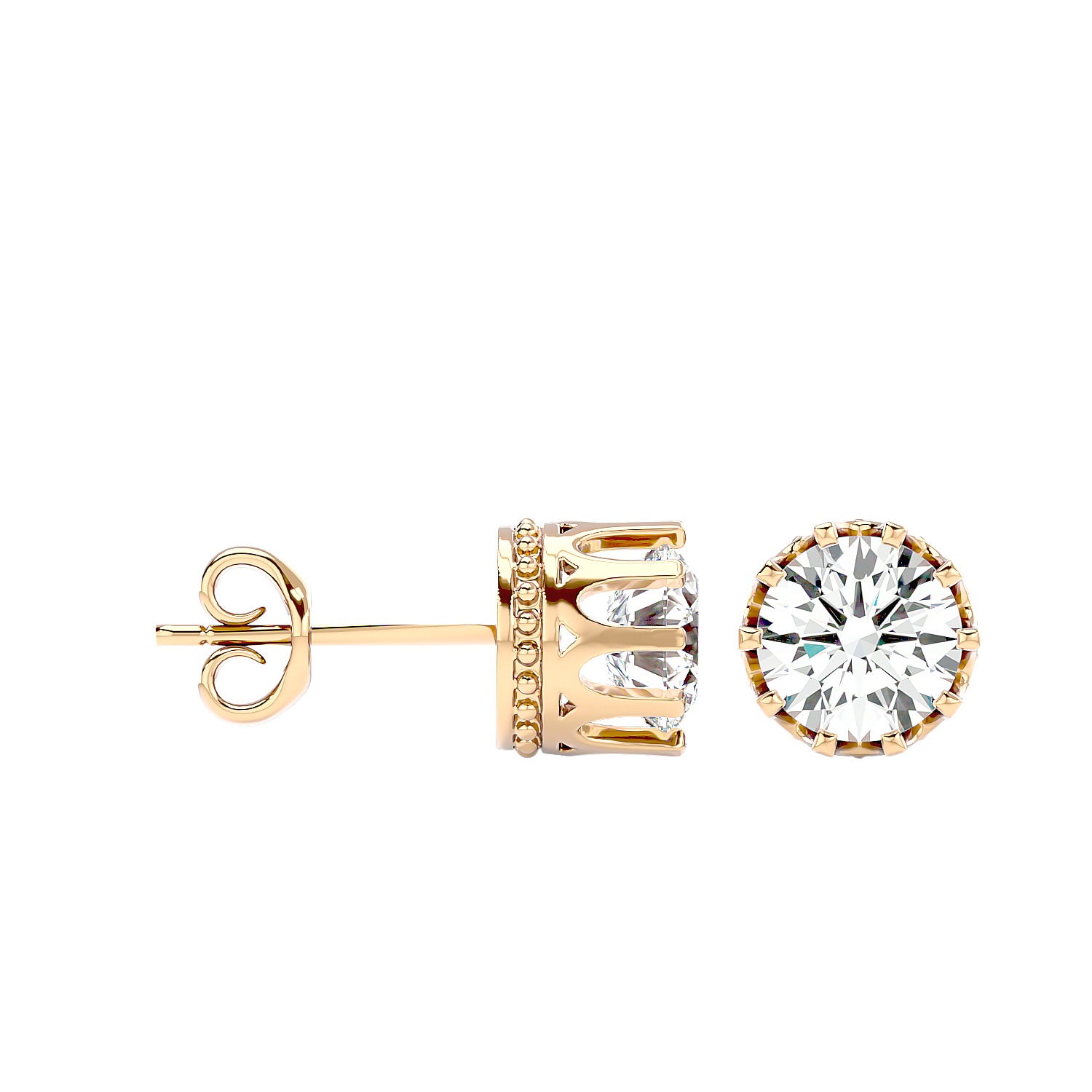 Crown Setting Stud Earrings