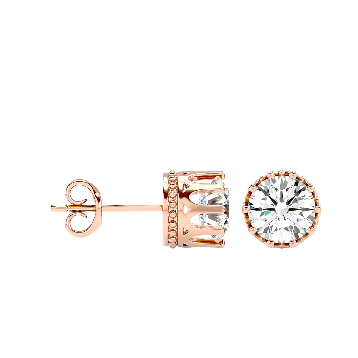 Crown Setting Stud Earrings