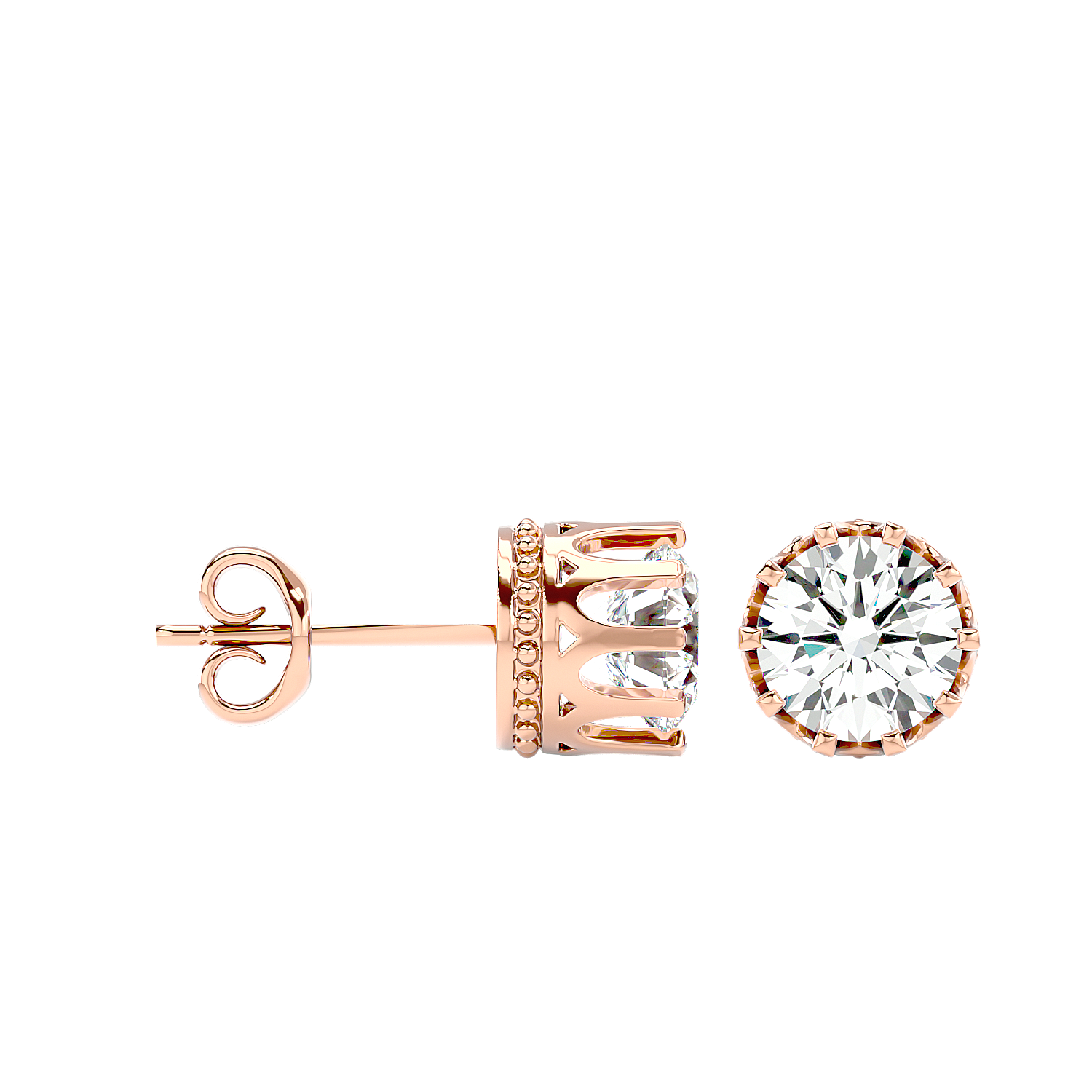 Crown Setting Stud Earrings