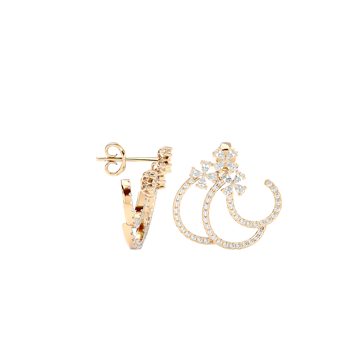 Spiral Diamond Ear Climber Earrings
