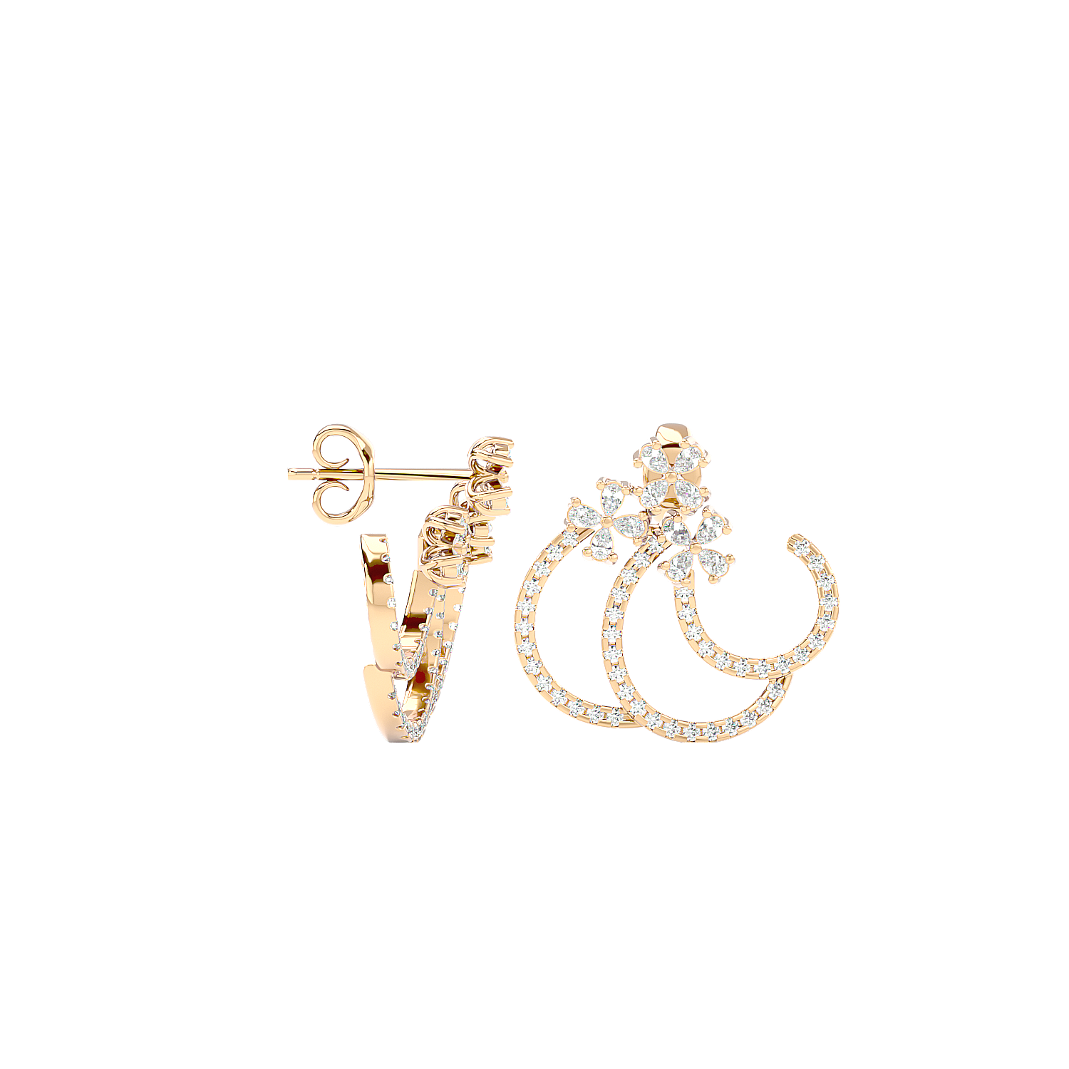 Spiral Diamond Ear Climber Earrings