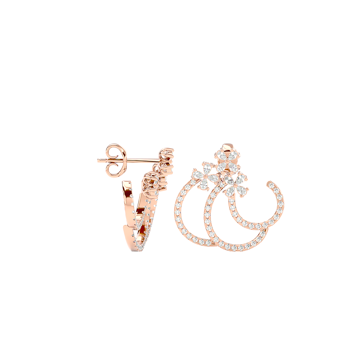Spiral Diamond Ear Climber Earrings