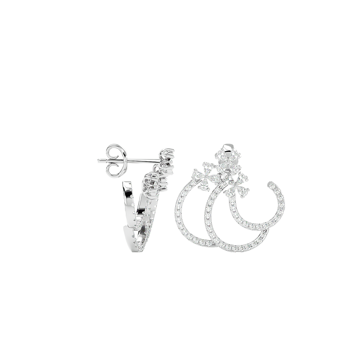 Spiral Diamond Ear Climber Earrings