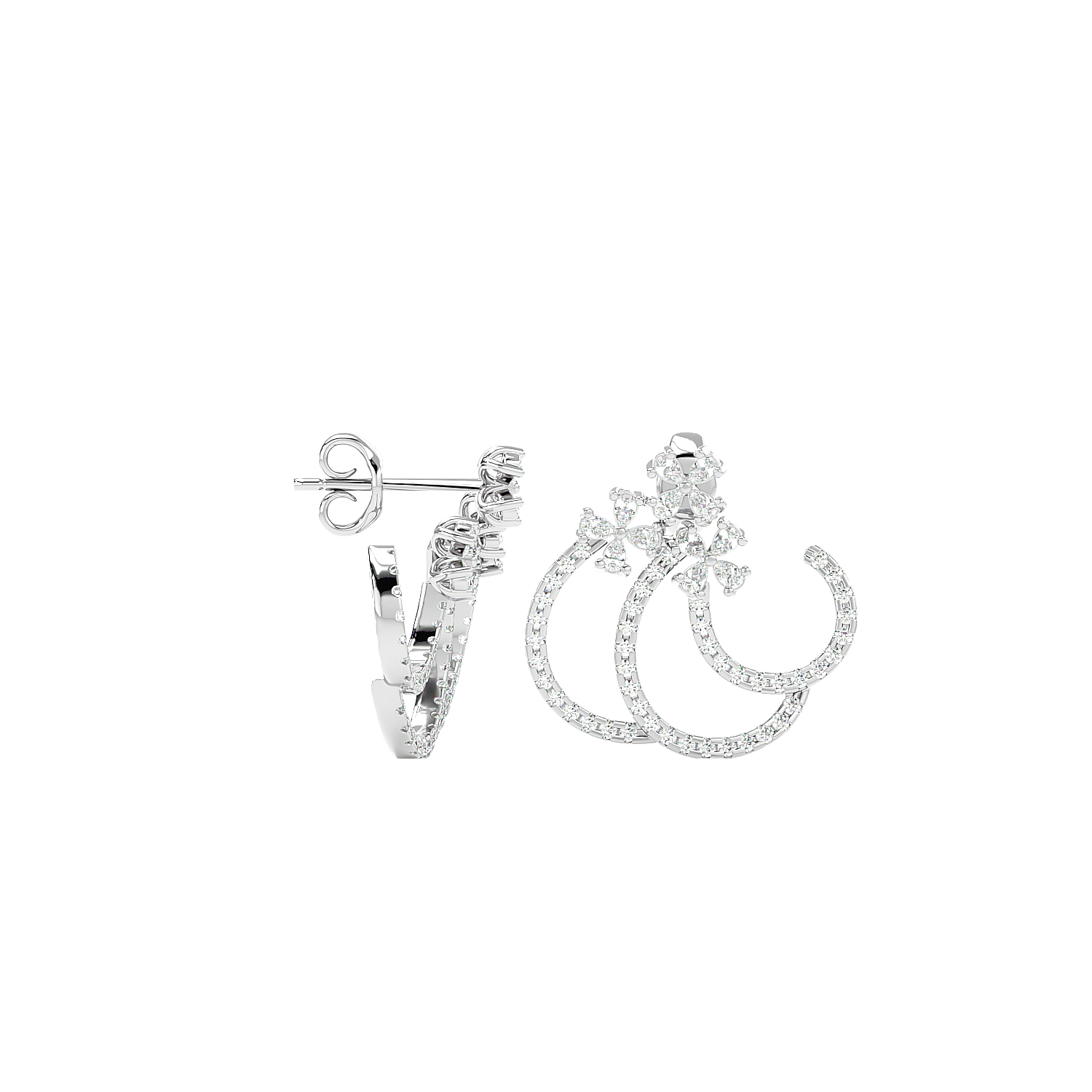 Spiral Diamond Ear Climber Earrings