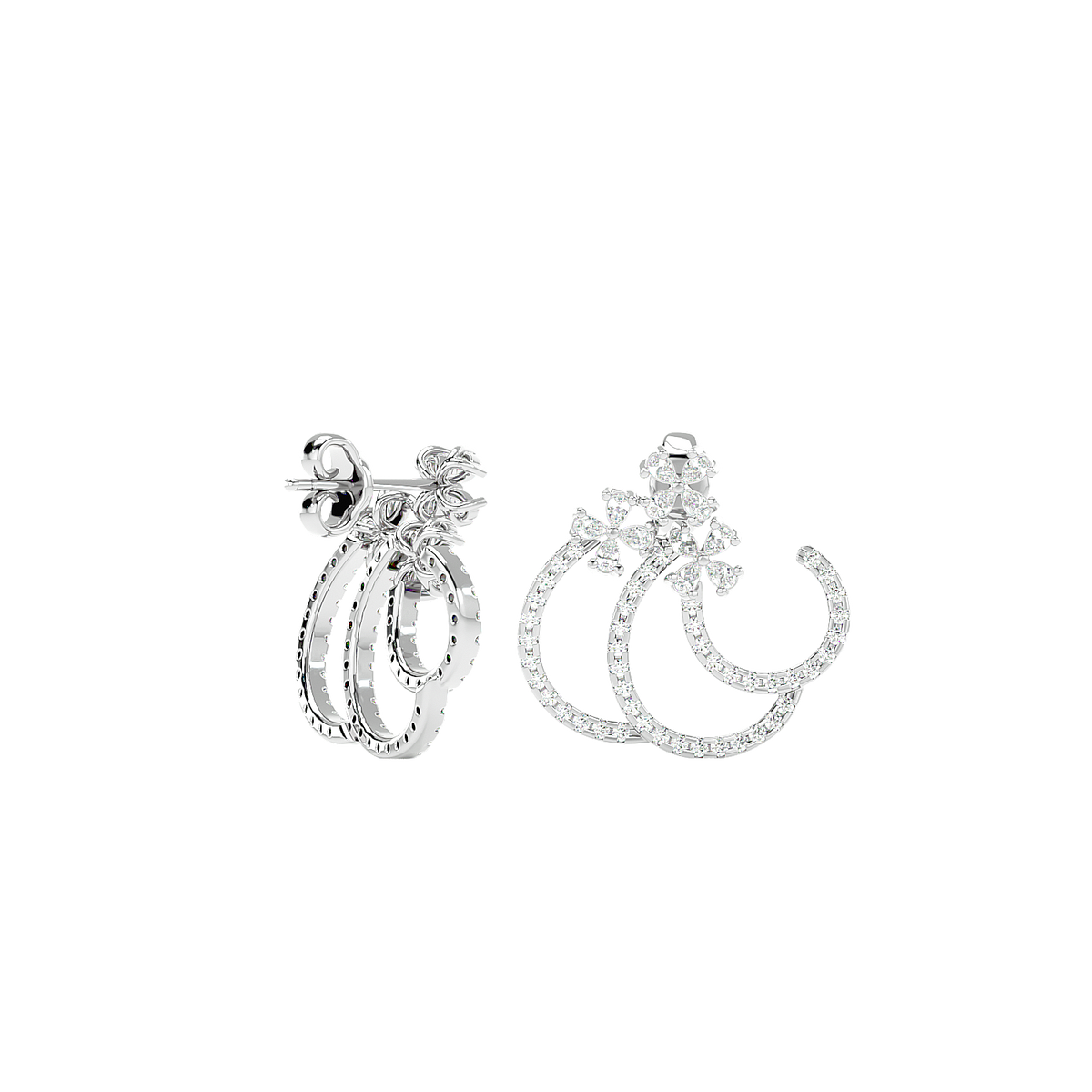 Spiral Diamond Ear Climber Earrings
