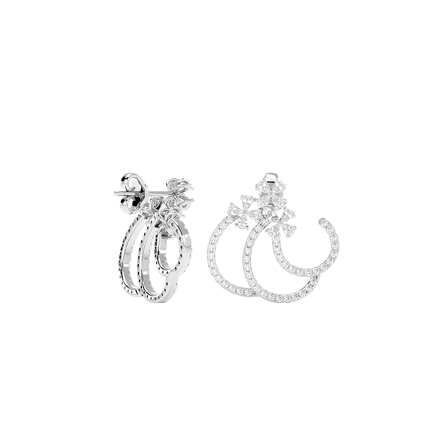 Spiral Diamond Ear Climber Earrings