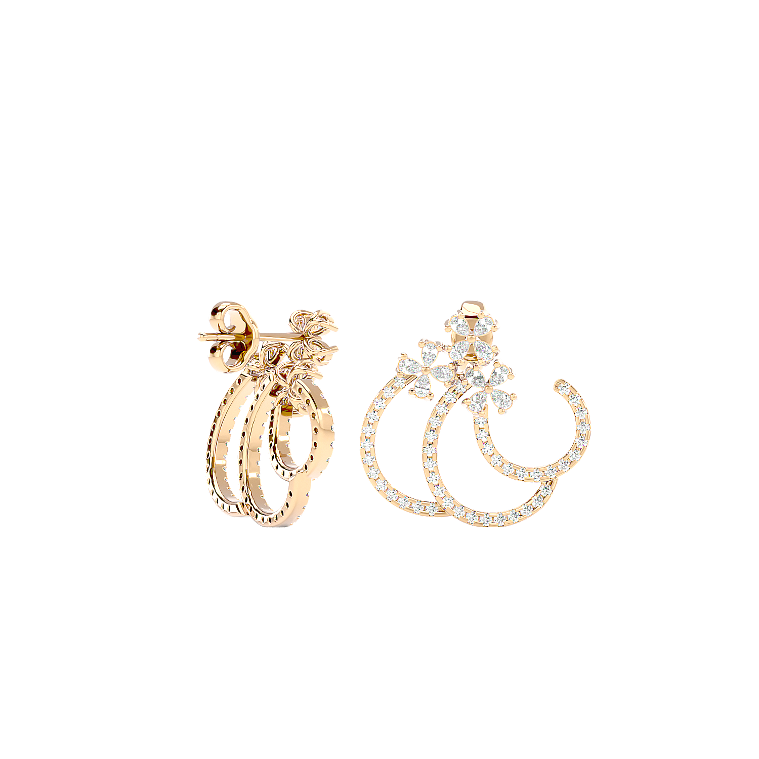 Spiral Diamond Ear Climber Earrings