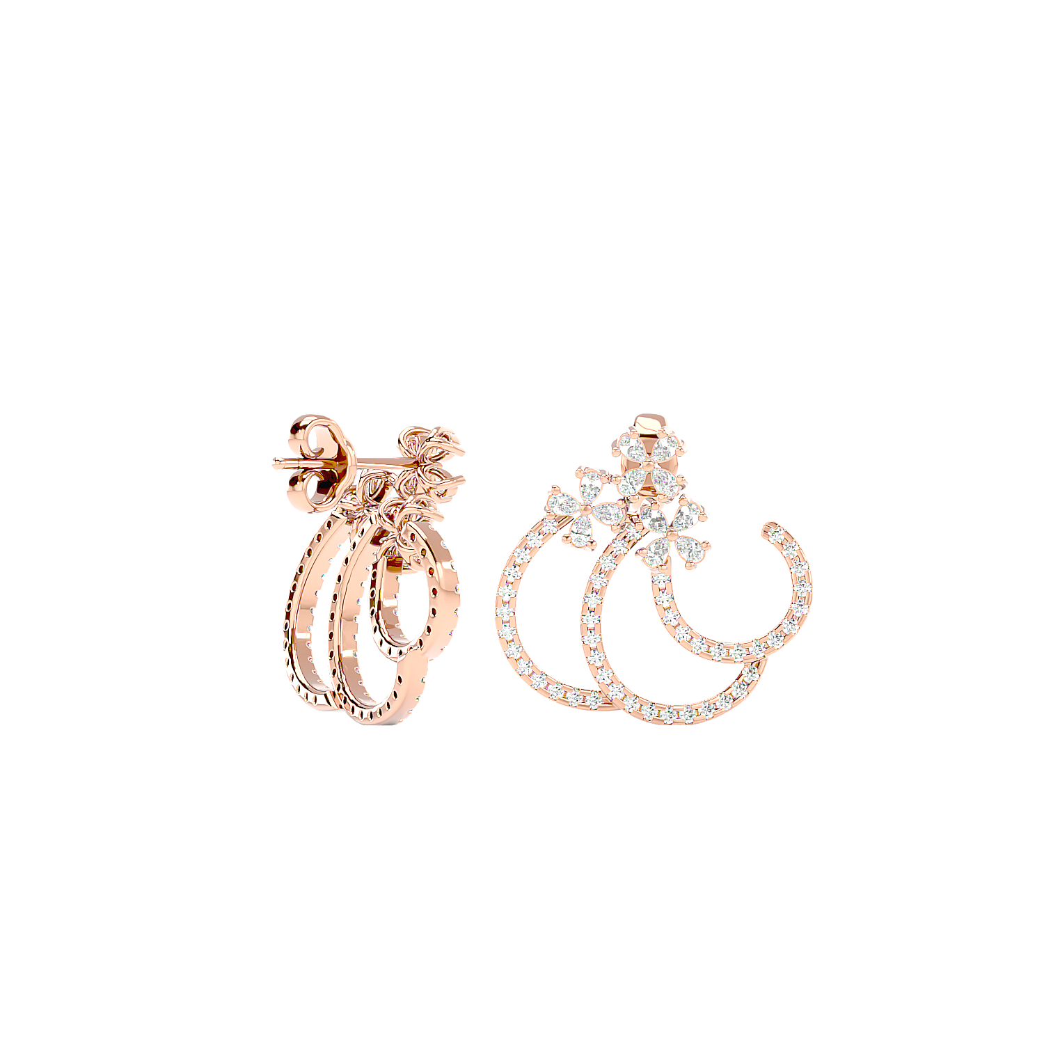 Spiral Diamond Ear Climber Earrings