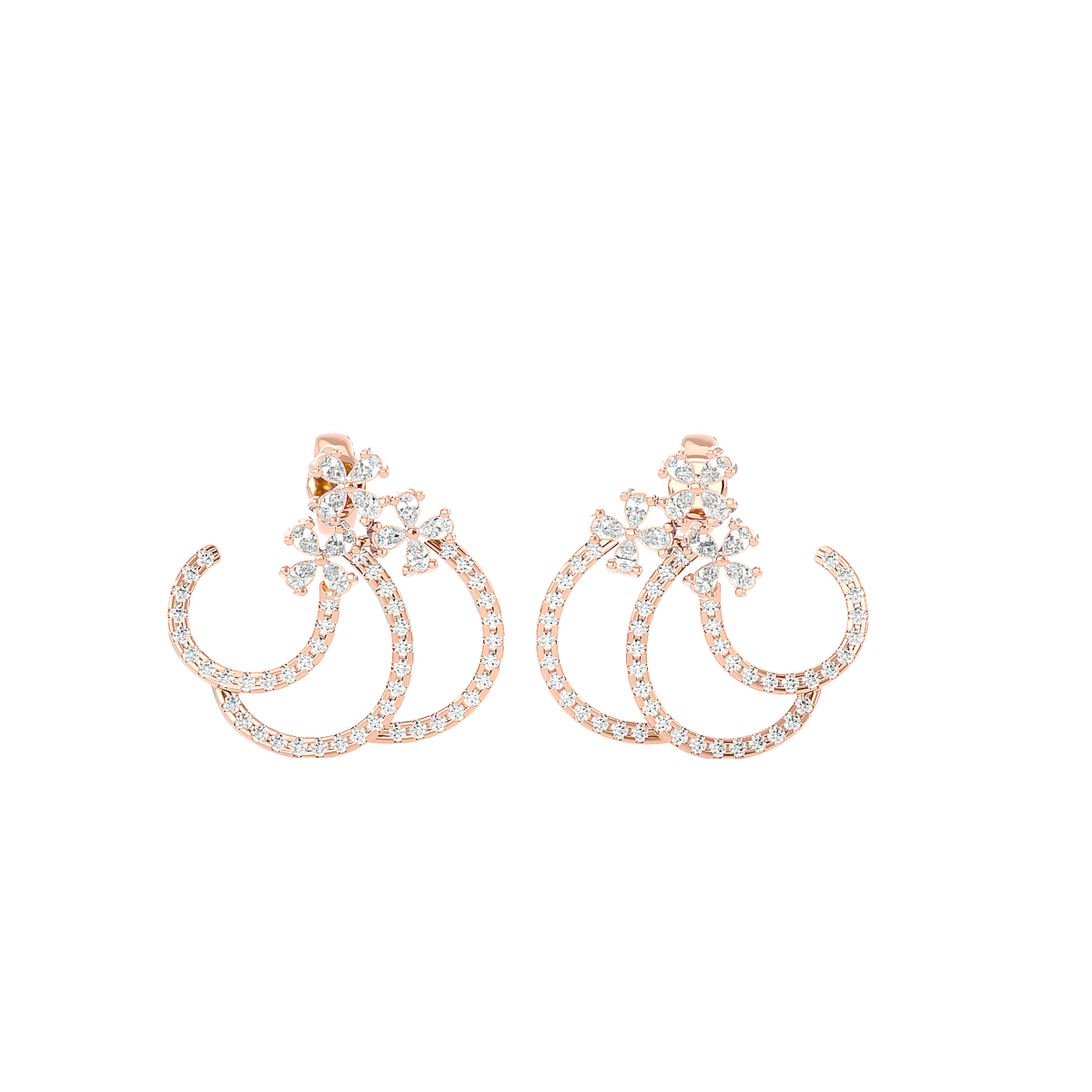 Spiral Diamond Ear Climber Earrings