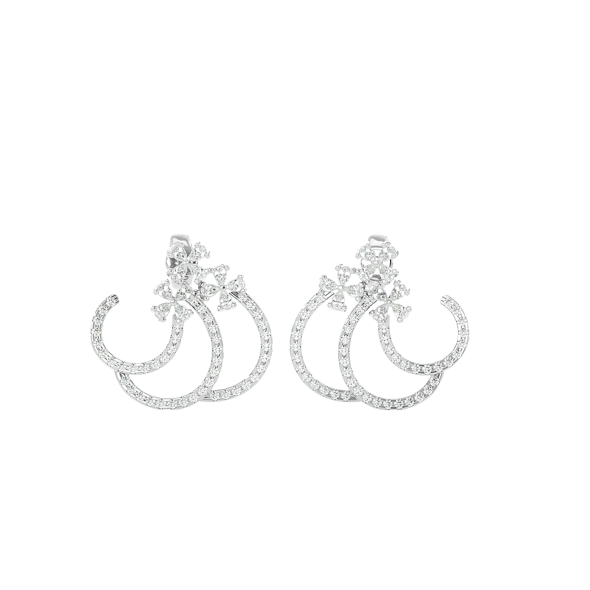 Spiral Diamond Ear Climber Earrings