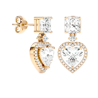 Heart Halo Drop Stud Earrings