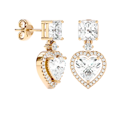 Heart Halo Drop Stud Earrings