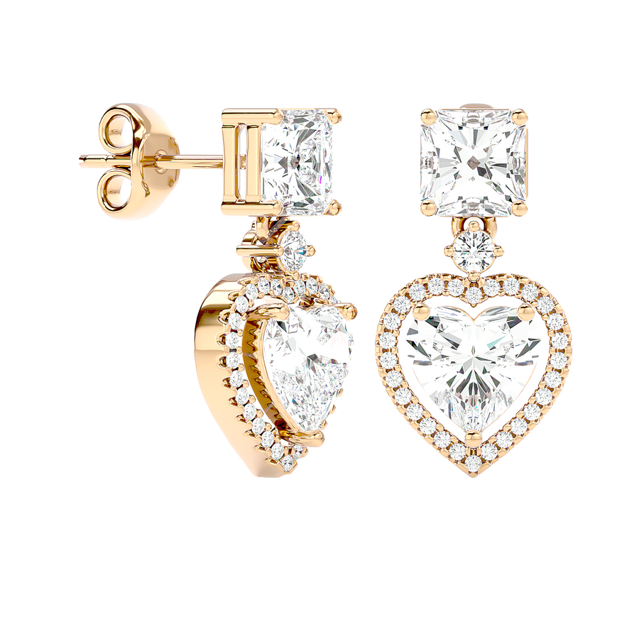 Heart Halo Drop Stud Earrings