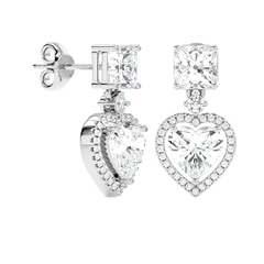 Heart Halo Drop Stud Earrings