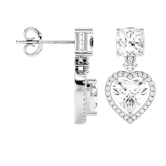 Heart Halo Drop Stud Earrings