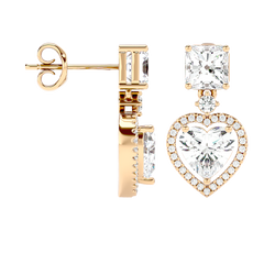 Heart Halo Drop Stud Earrings