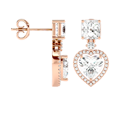 Heart Halo Drop Stud Earrings