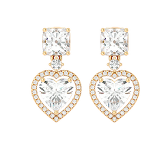 Heart Halo Drop Stud Earrings