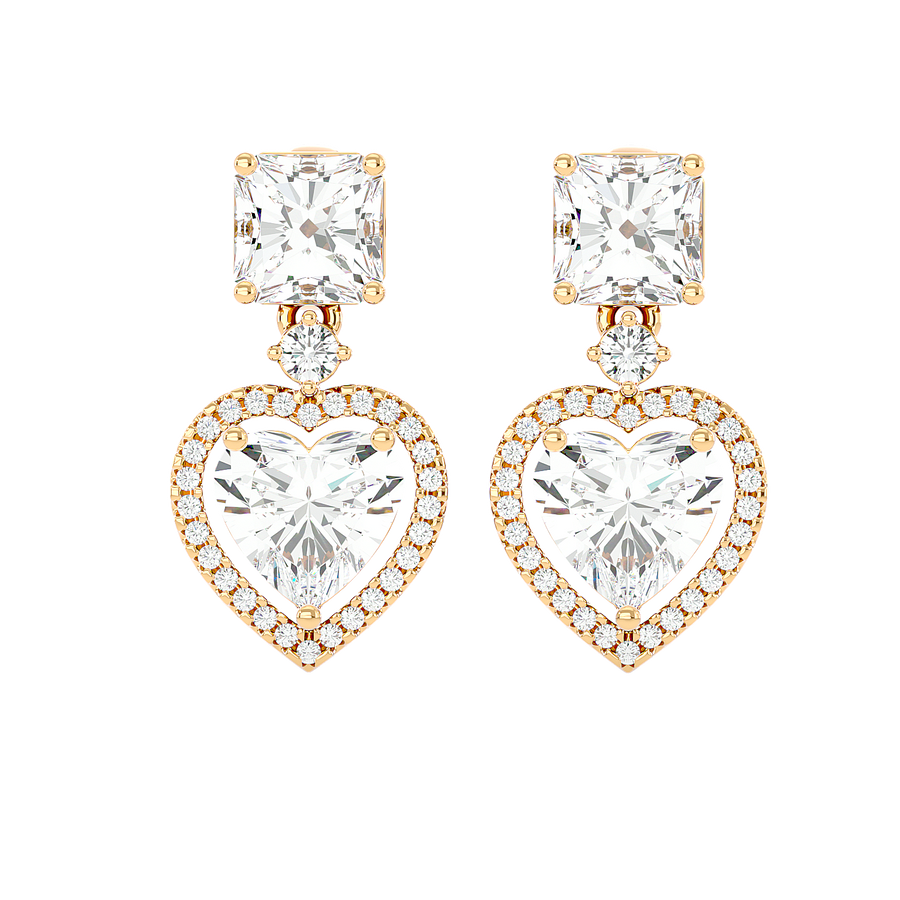 Heart Halo Drop Stud Earrings