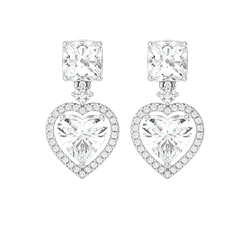 Heart Halo Drop Stud Earrings