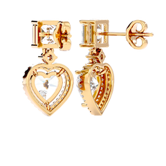 Heart Halo Drop Stud Earrings