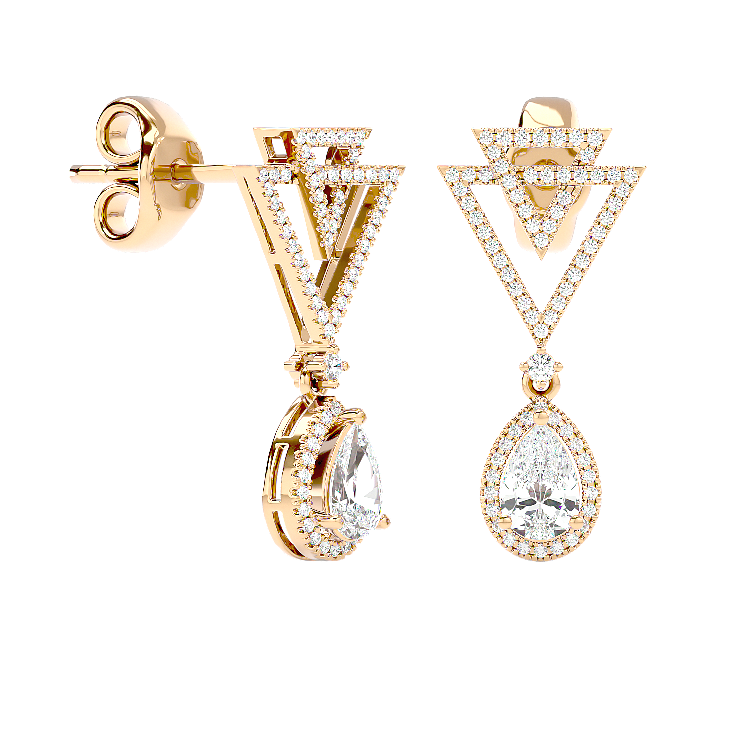 Art Deco Triangle Drop Earrings