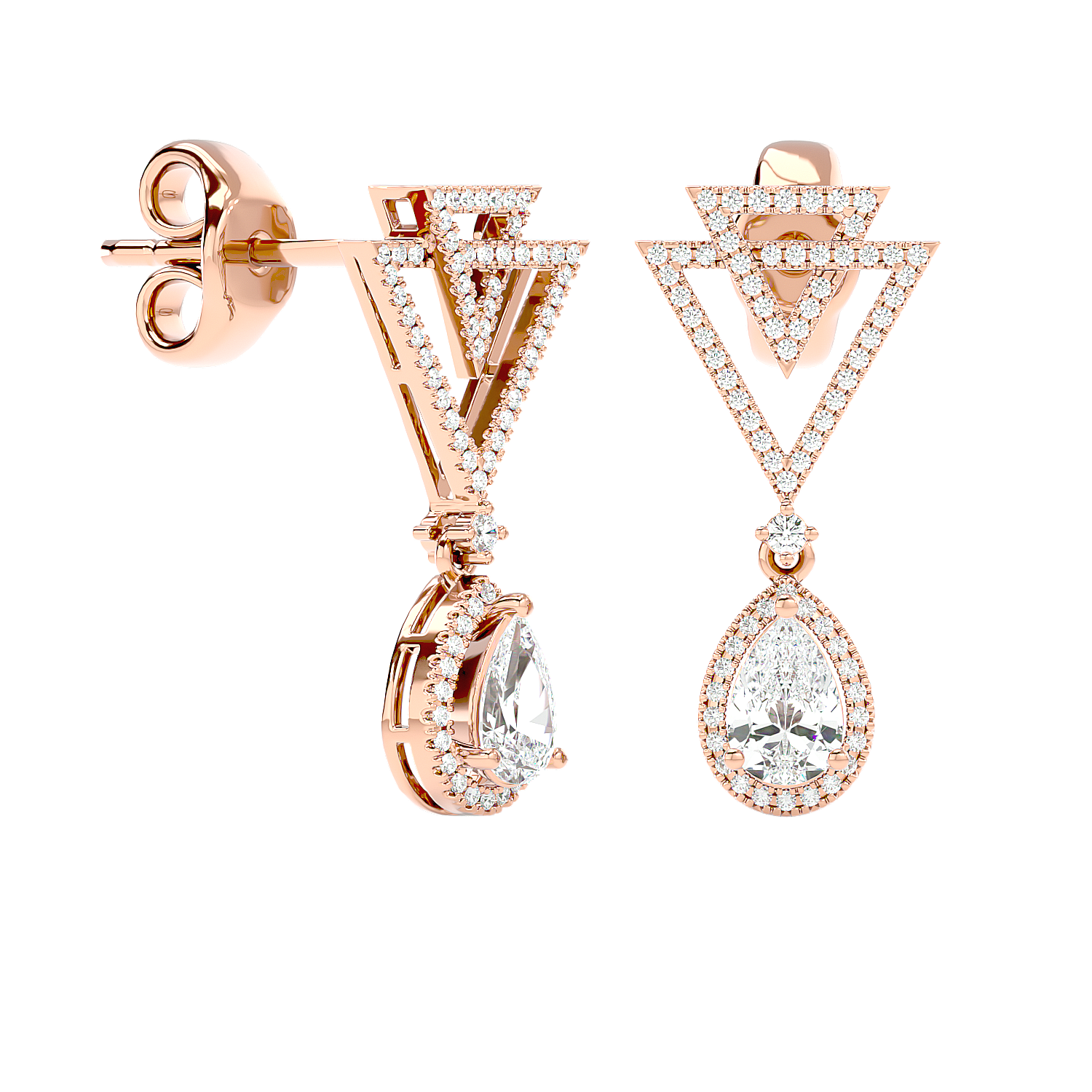 Art Deco Triangle Drop Earrings
