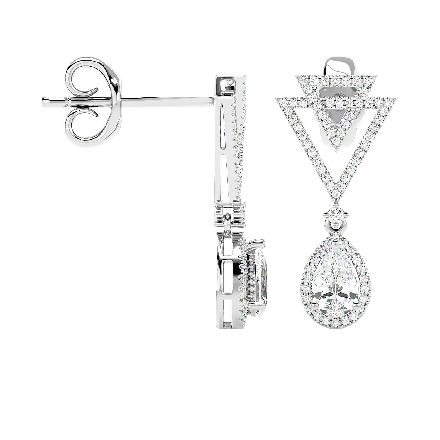 Art Deco Triangle Drop Earrings
