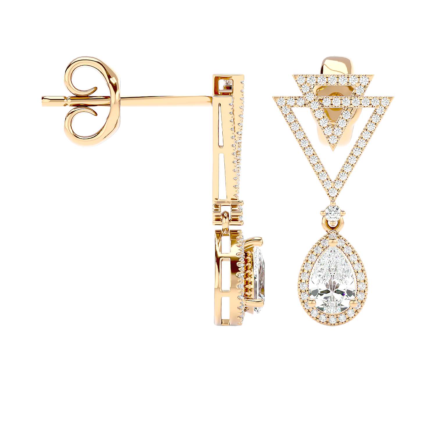 Art Deco Triangle Drop Earrings
