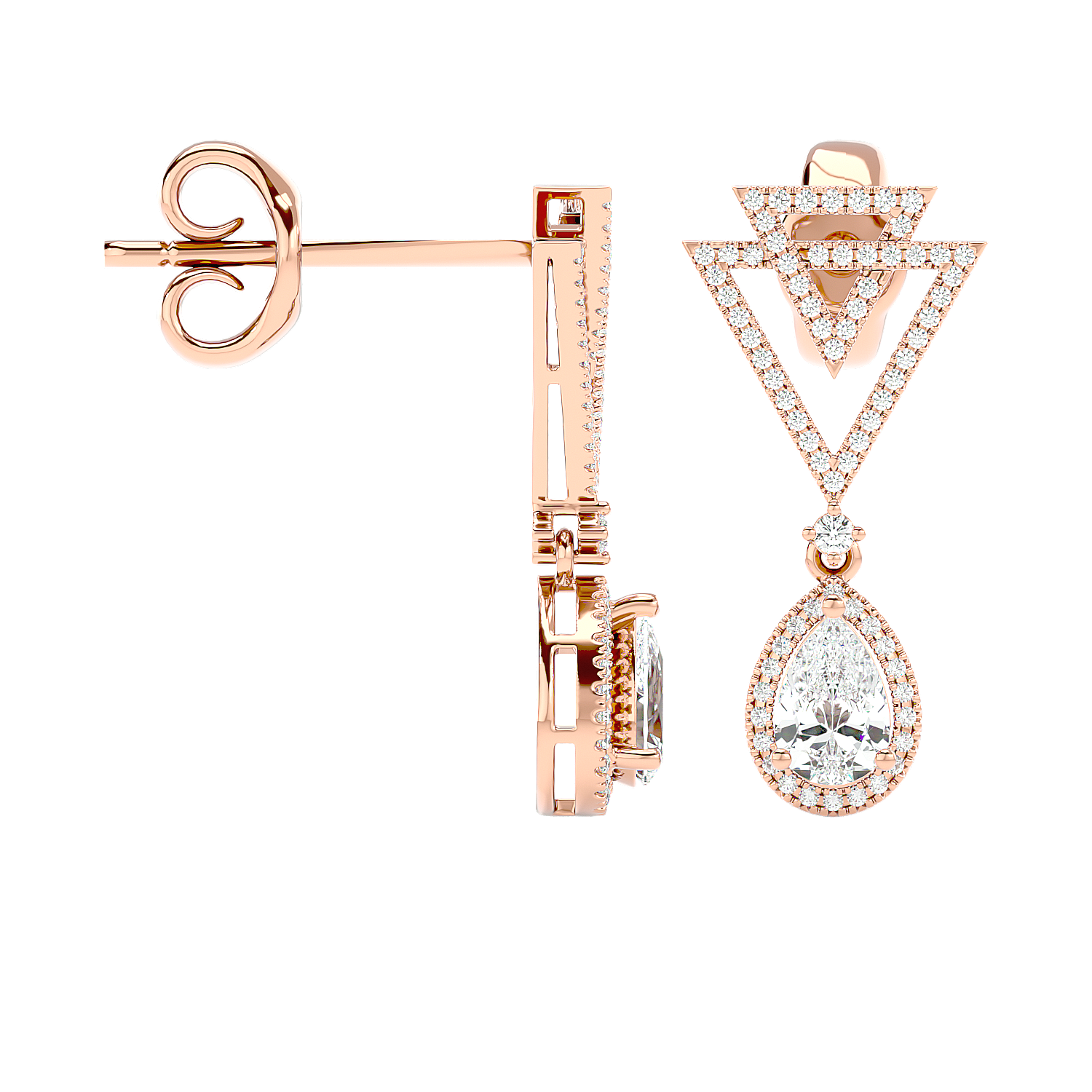 Art Deco Triangle Drop Earrings