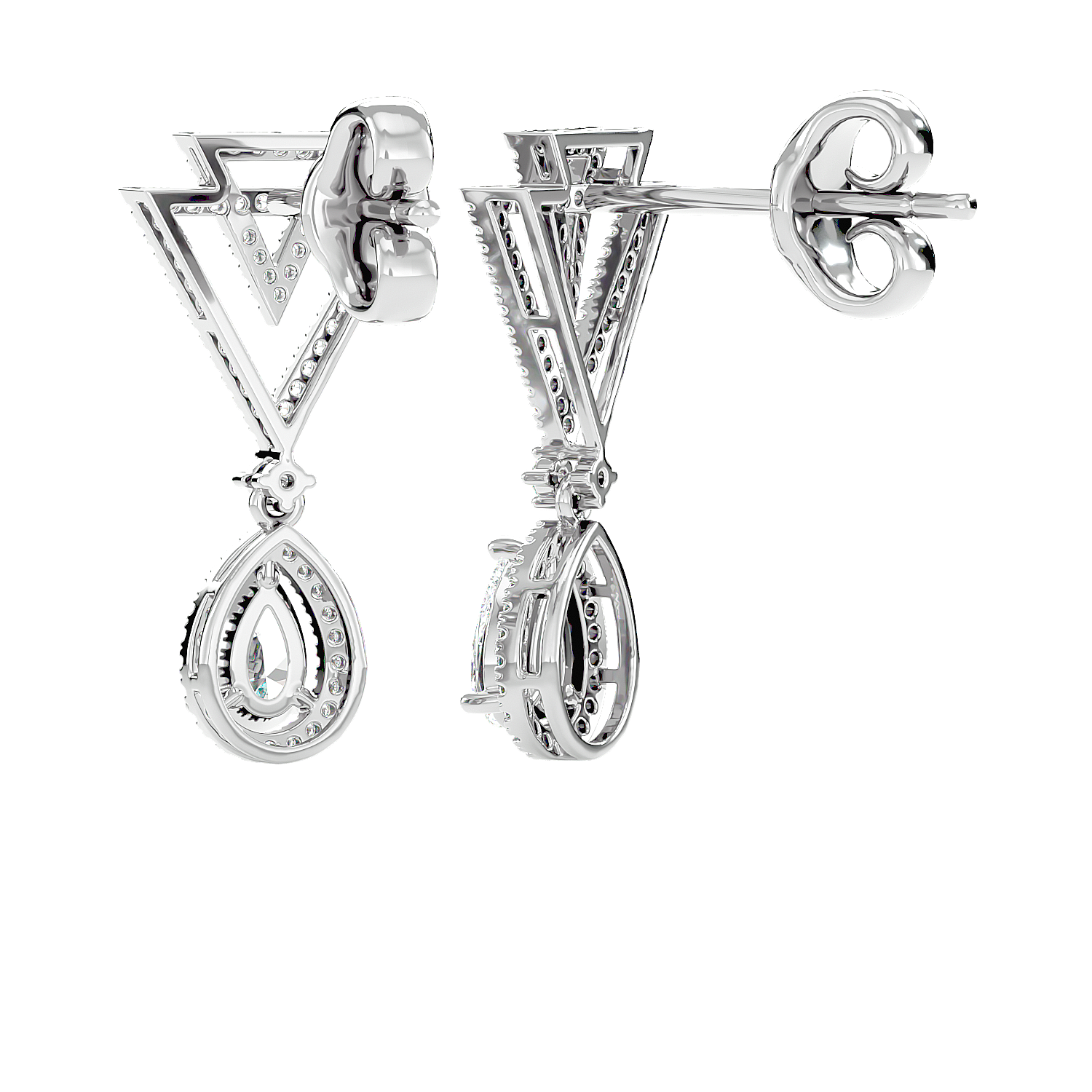 Art Deco Triangle Drop Earrings