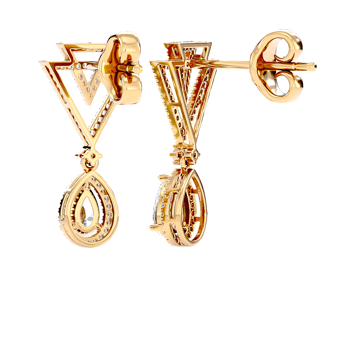 Art Deco Triangle Drop Earrings