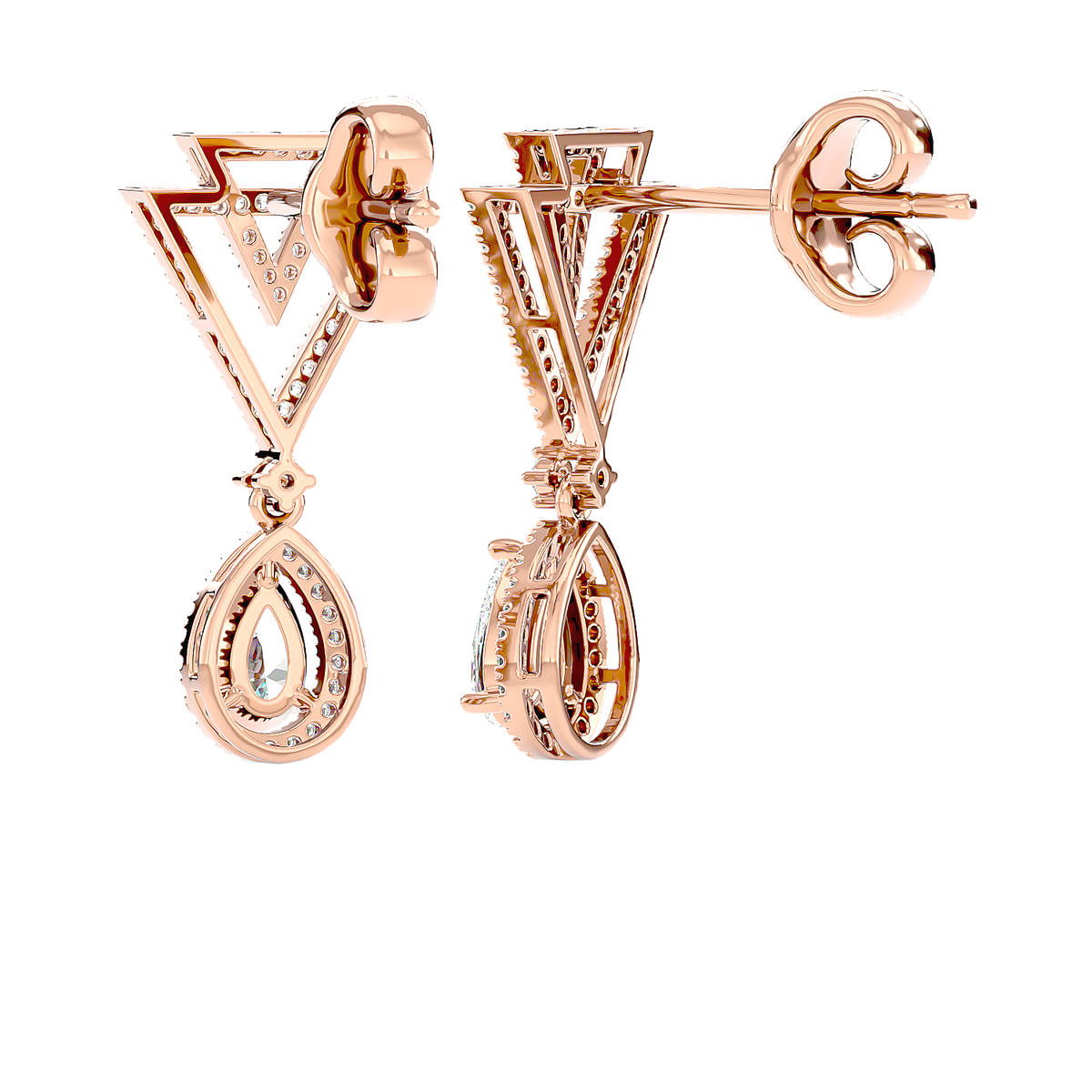 Art Deco Triangle Drop Earrings