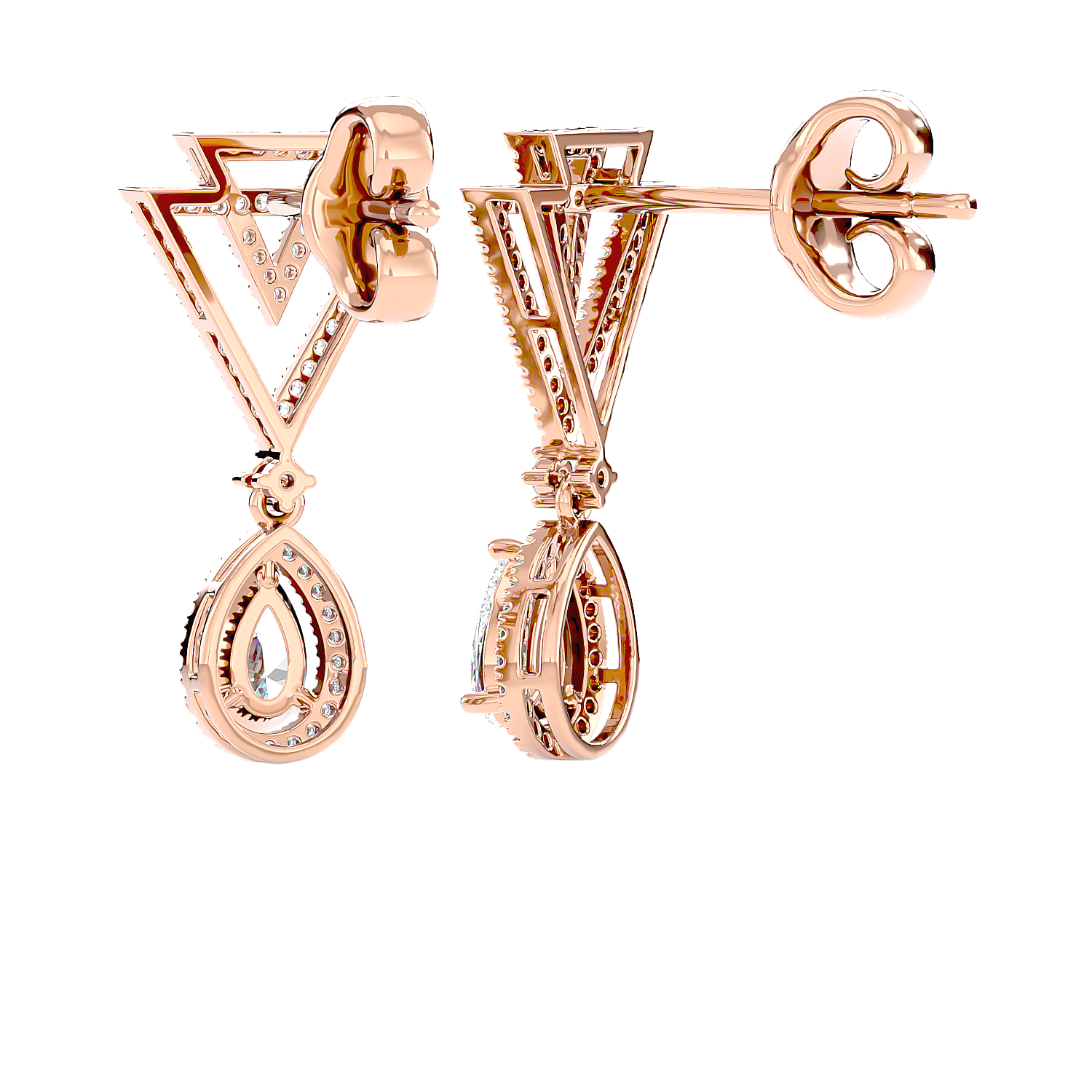 Art Deco Triangle Drop Earrings