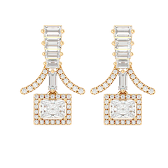 Baguette Fringe Halo Earrings