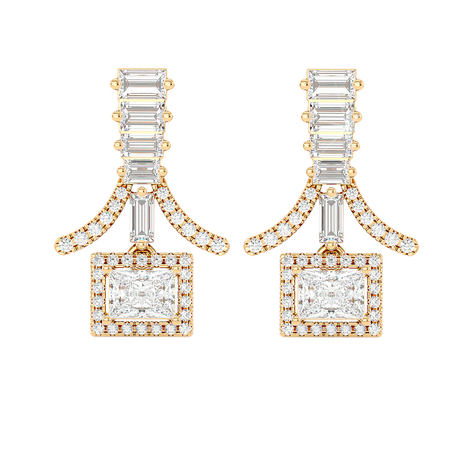 Baguette Fringe Halo Earrings