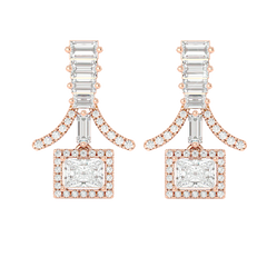 Baguette Fringe Halo Earrings