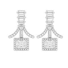 Baguette Fringe Halo Earrings